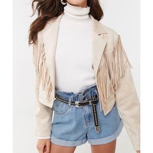 White fringe jacket forever 21 Clearance
